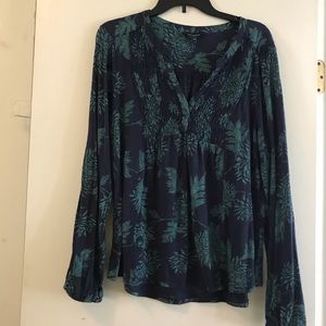 Lucky Brand Long Sleeve L/G Blue/Green Top